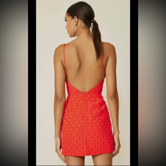NWT Line & Dot Tropical Red Satin Tank Mini Dress β Sizes XS, S, M, L - Picture 3 of 4